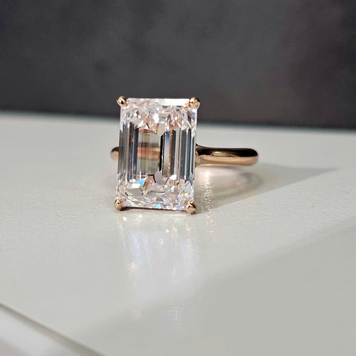 6.02 Carat Emerald Cut Diamond Ring GIA Certified Diamond Very Light Pink Internally Flawless Clarity Type IIa Diamond, meaning the diamond is totally devoid of impurities. See the certification enclosed. This is extremely rare and highly sought after by collectors Handcrafted in 18k Rose Gold in NYC