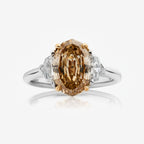 3 Carat Fancy Brown-Yellow Step Oval Diamond Engagement Ring