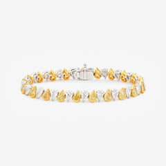 Alternating Yellow and Colorless Pear Diamond Bracelet