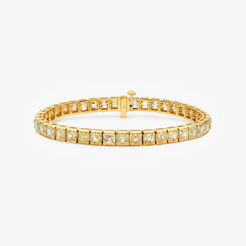 20 Carat Yellow Asscher Diamond Bezel Set Bracelet