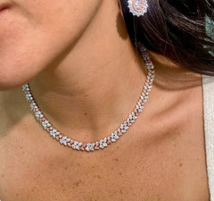27 Carat Alternating Pink and Colorless Pear Diamond Necklace
