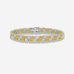 16 Carat Yellow and Colorless Heart Diamond Tennis Bracelet