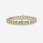 17 Carat Alternating Yellow and Colorless East West Radiant Diamond Bracelet