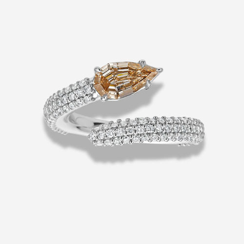 Champagne Diamond Pavé Spiral Ring in Platinum