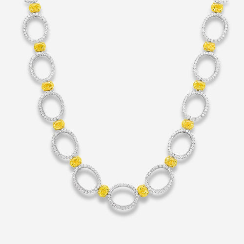 12.8ct Yellow and Colorless Diamond Statement Necklace