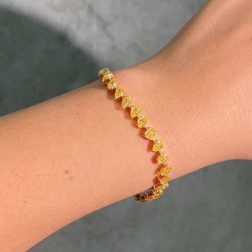 7 Carat Fancy Yellow Mixed Shape Tennis Bracelet