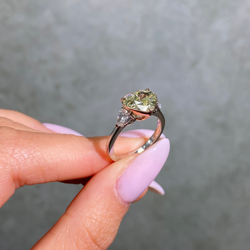3 Carat Green Heart Diamond Engagement Ring