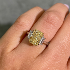 3.01ct Light Yellow Elongated Radiant Diamond Engagement Ring