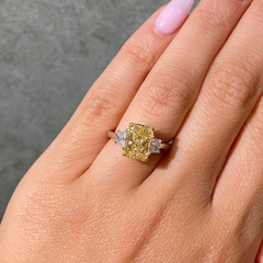 3ct Light Yellow Elongated Radiant Diamond Engagement Ring