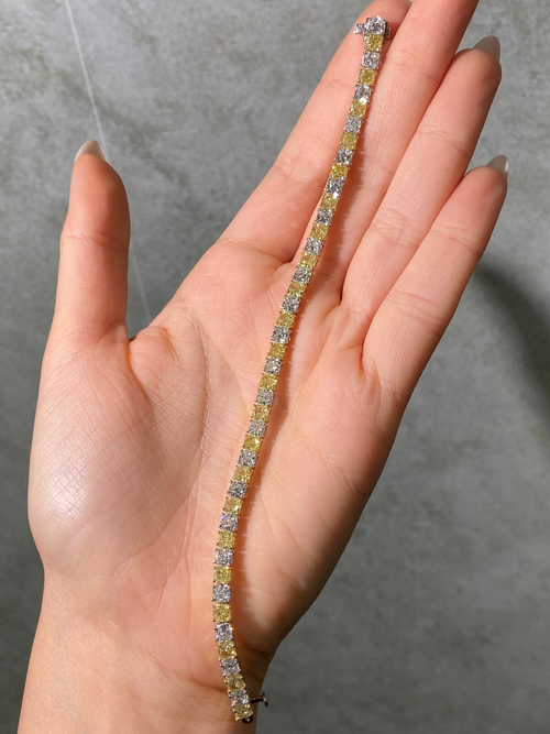 11ct Alternating Yellow and Colorless Diamond Tennis Bracelet