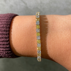 11ct Alternating Yellow and Colorless Diamond Tennis Bracelet