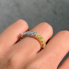 Half Yellow Half White Asscher Diamond Eternity Band