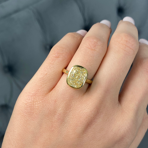 5 Carat Yellow Diamond Bezel Mosaic Statement Ring