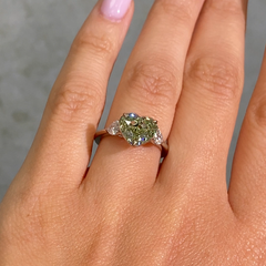 3 Carat Green Heart Diamond Engagement Ring