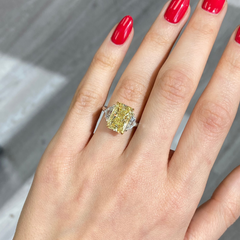 5 Carat Fancy Yellow Elongated Radiant Diamond Engagement Ring