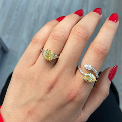 2.5ct Fancy Yellow Elongated Radiant Diamond Engagement Ring