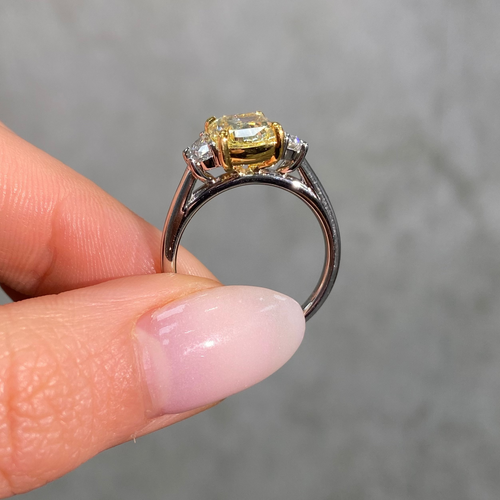 2.5 Fancy Yellow Cushion Diamond Engagement Ring