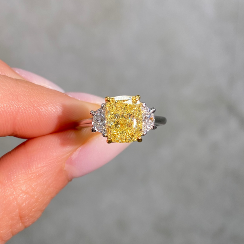 2.5 Fancy Yellow Cushion Diamond Engagement Ring