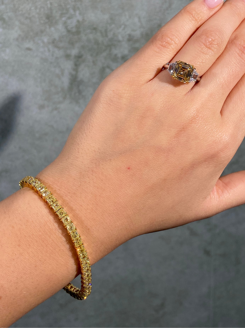 17 Carat Fancy Yellow Asscher Diamond Bracelet