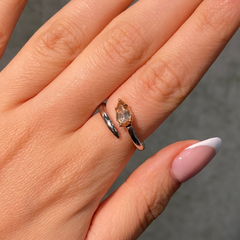 Champagne Diamond Side Pavé Spiral Ring in Platinum