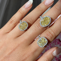 6ct Fancy Light Yellow Oval Diamond Halo Engagement Ring