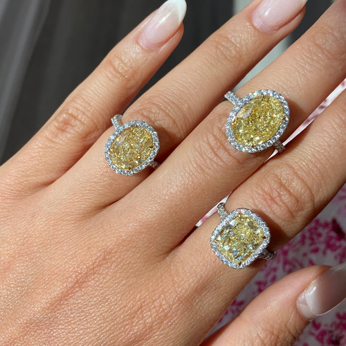 6ct Fancy Light Yellow Oval Diamond Halo Engagement Ring