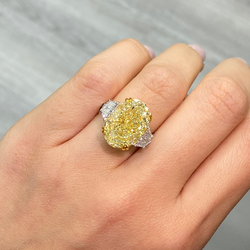 10ct Fancy Yellow Oval Diamond Engagement Ring