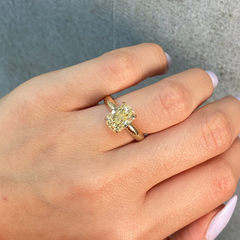 3ct Fancy Yellow Elongated Cushion Diamond Galaxy Engagement Ring