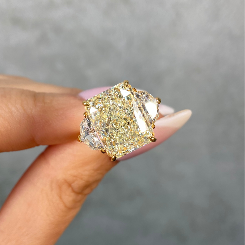 8ct Flawless Elongated Radiant Yellow Diamond Engagement Ring