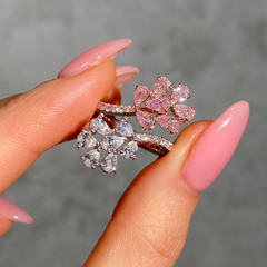 Pink and white diamond ring