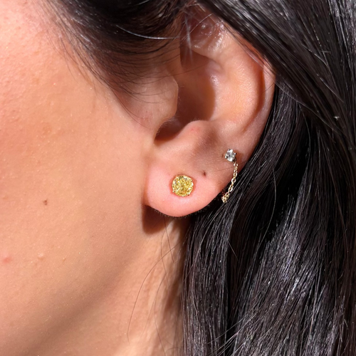 Fancy Intense and Vivid Yellow Round Diamond Studs