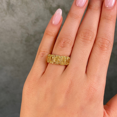 Fancy Light Yellow Golden Halo Half Eternity Band