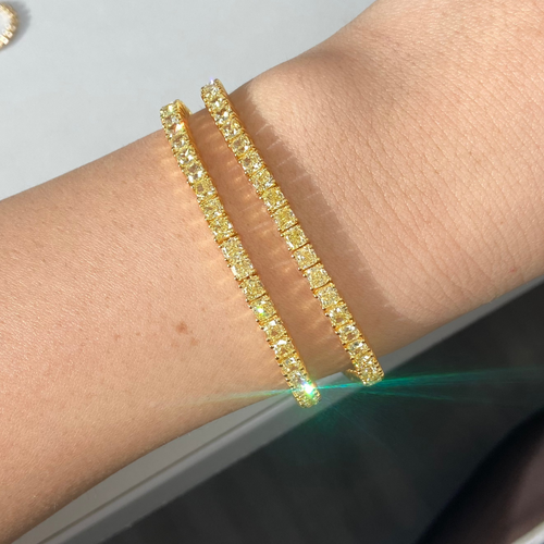 Fancy Yellow Cushion Diamond Tennis Bracelet