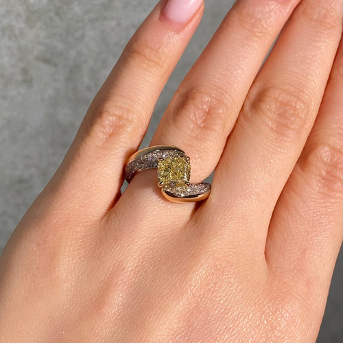 Two Tone Yellow Diamond Unity Engagement Ring