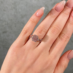 1 Carat Pink Radiant Diamond Halo Engagement Ring