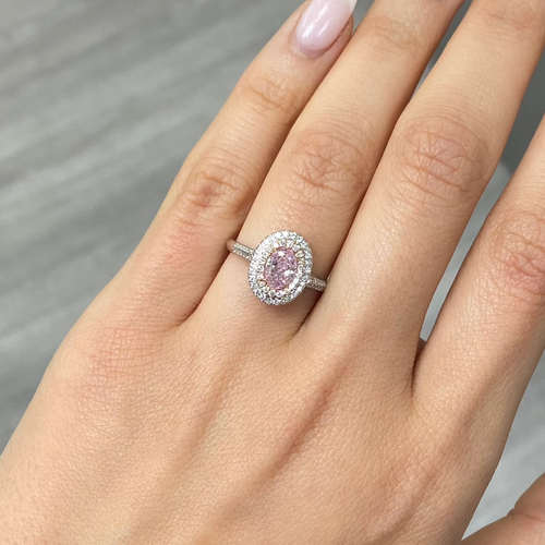 Light Pink Diamond Oval Pendant + Ring