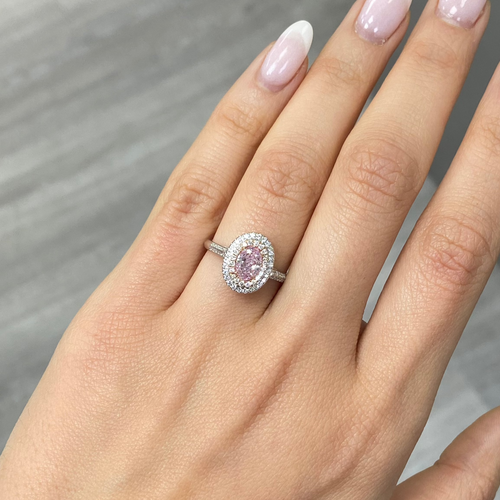 Light Pink Diamond Oval Pendant + Ring