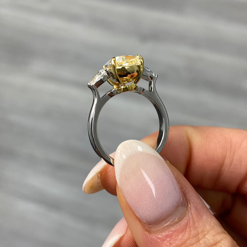 4ct Fancy Light Yellow Pear Diamond Engagement Ring