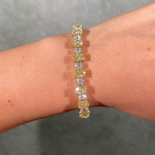 23 Carat Oval Yellow and Colorless Diamond Bracelet