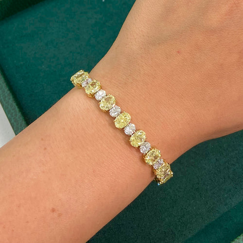 23 Carat Oval Yellow and Colorless Diamond Bracelet