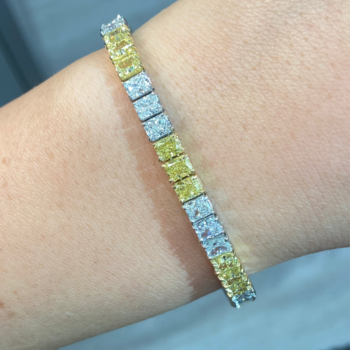 15 Carat 3:3 Yellow and White Diamond Tennis Bracelet