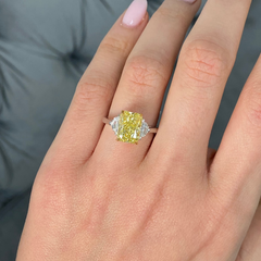 3 Carat Fancy Yellow Elongated Radiant Diamond Engagement Ring
