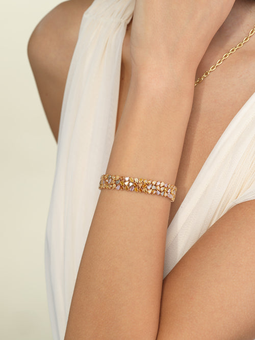 16 Carat Mixed Fancy Color Diamond Three Row Bracelet