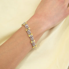 Unique 13ct Yellow and White Diamond Pear Shape Bracelet