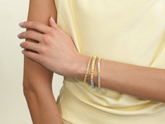 Color Block Yellow and White Cushion Diamond Tennis Bracelet