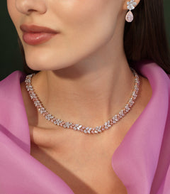 27 Carat Alternating Pink and Colorless Pear Diamond Necklace
