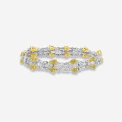 Unique 13ct Yellow and White Diamond Pear Shape Bracelet