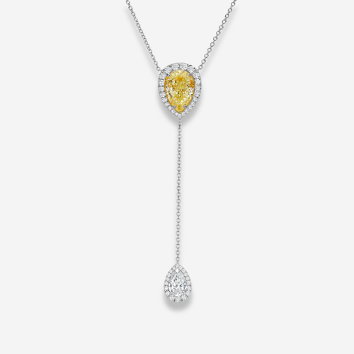 Yellow Pear Diamond Lariat Necklace