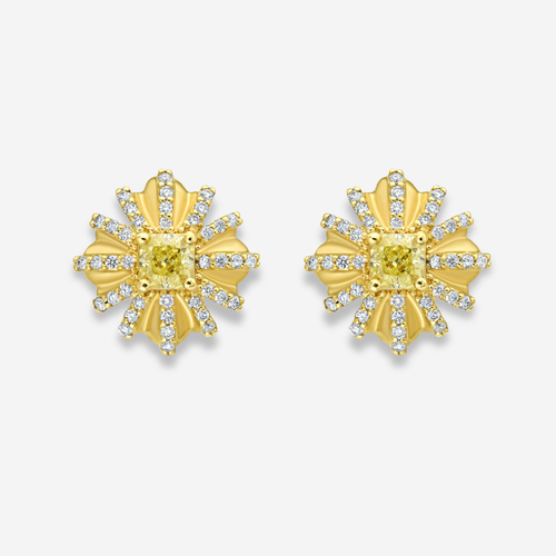 The Meelie Flower Yellow Diamond Studs