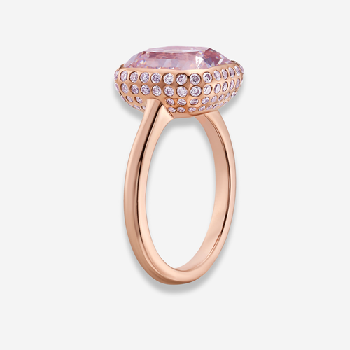 5ct Flawless Pink Radiant Diamond Bezel Ring